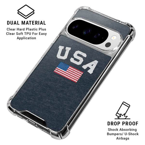 USA with American Flag Google Pixel 10 Pro Clear Case